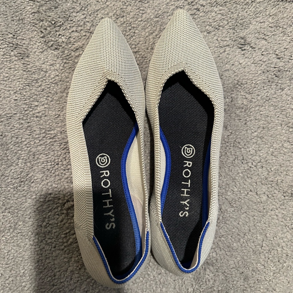 Rothys The Point size 9.5 color: cloud grey birdseye